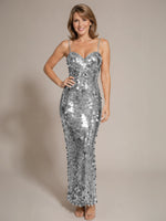 Sequined Tulle Prom Dress with Back Slit 