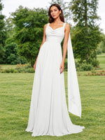 Chiffon Bridesmaid Dress with Draped Scarf 
