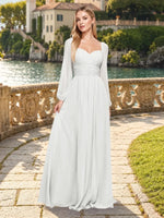 Elegant A-line Bridesmaid Dress with Long Sleeves