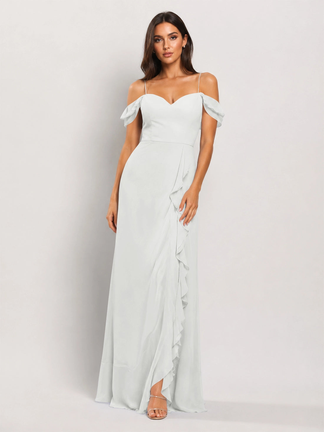 Sweetheart Neckline Bridesmaid Dress with Ruffled Details