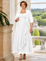 Two-piece Mother of the Bride Dress with Ruffle Design-Plus Size 