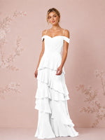 Chiffon Bridesmaid Dress with Tiered Ruffles 