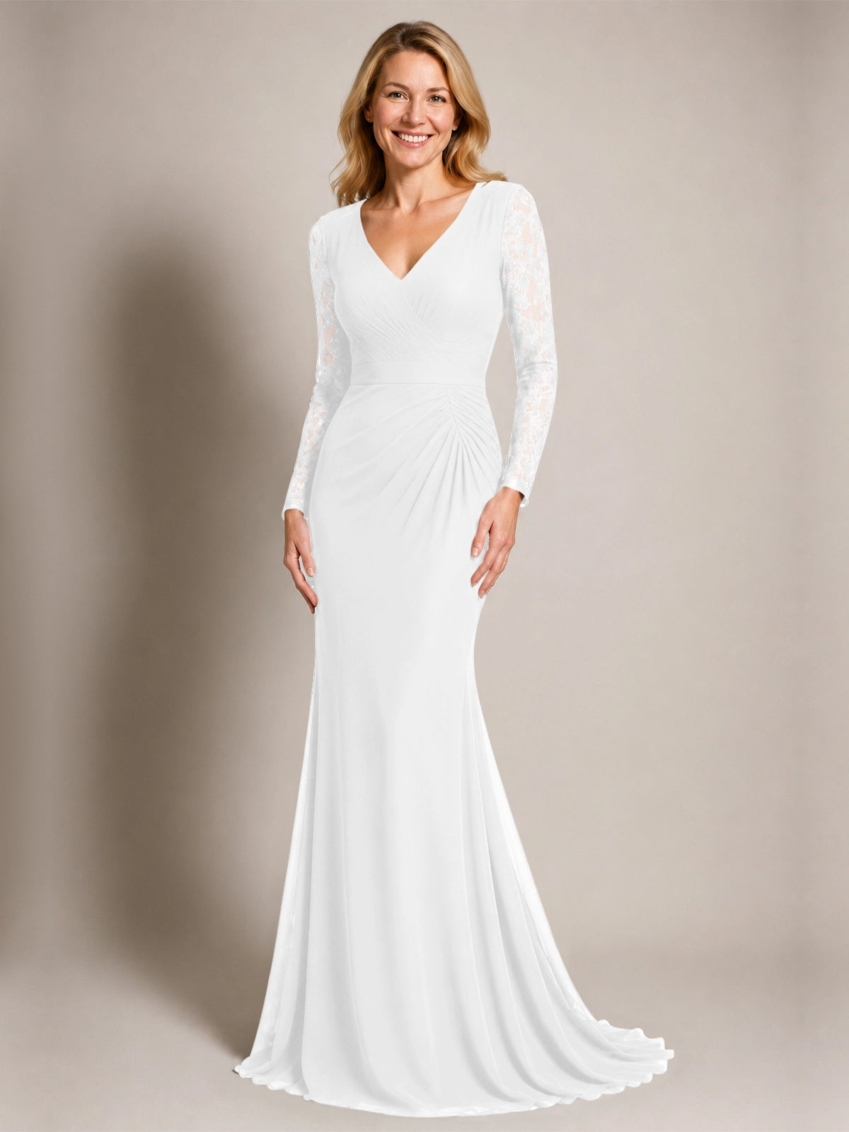Mermaid Mother of the Bride Dress with Long Lace Sleeves 
