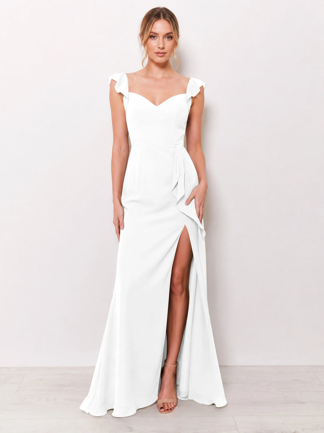 Chiffon Bridesmaid Dress with Ruffle Straps 