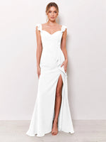 Chiffon Bridesmaid Dress with Ruffle Straps 