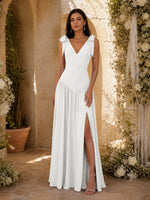 Chiffon Bridesmaid Dress with Bow-Tie Straps 