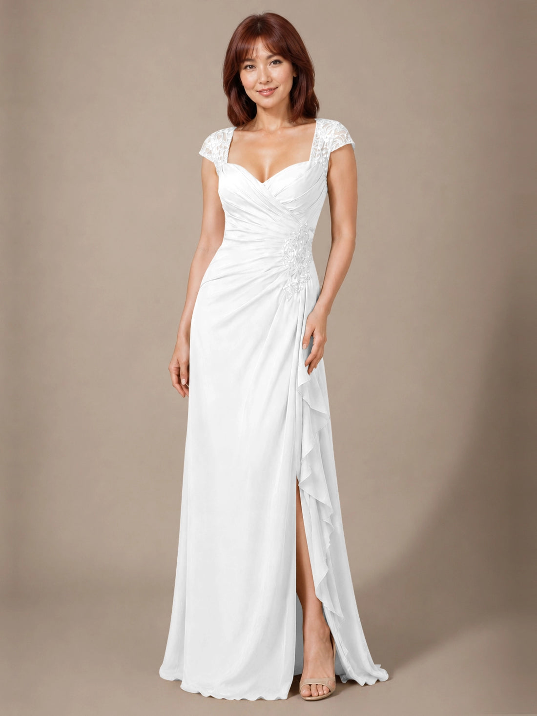 Chiffon Mother of the Bride Dress with Lace Appliques 
