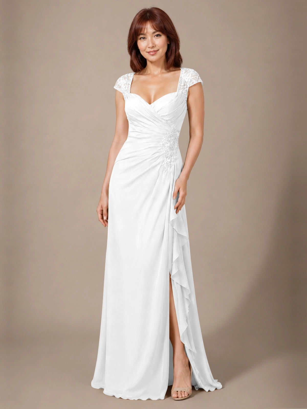 Chiffon Mother of the Bride Dress with Lace Appliques 