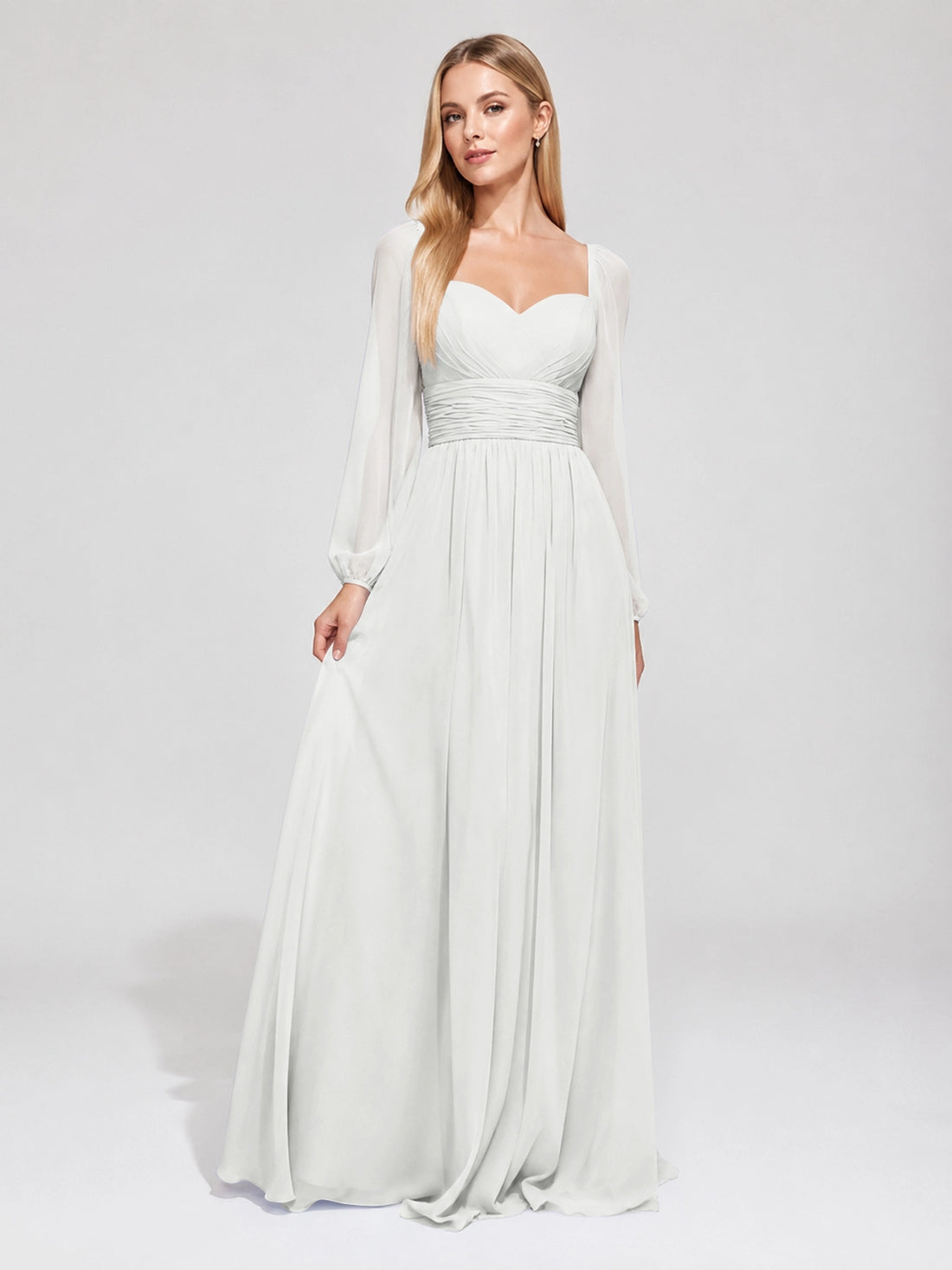 Elegant A-line Bridesmaid Dress with Long Sleeves