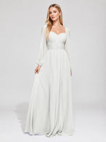 Elegant A-line Bridesmaid Dress with Long Sleeves