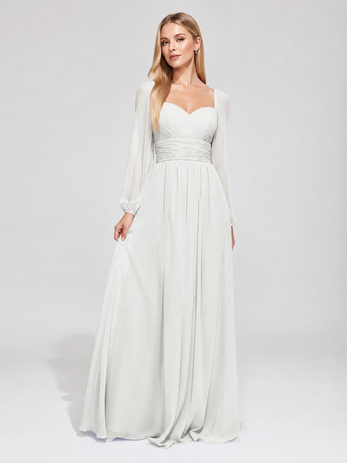 Elegant A-line Bridesmaid Dress with Long Sleeves