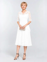 A-line Mother of the Bride Dress with Lace Sleeves 