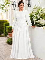 Chiffon Mother of the Bride Dress with Jewel Neckline-Plus Size 