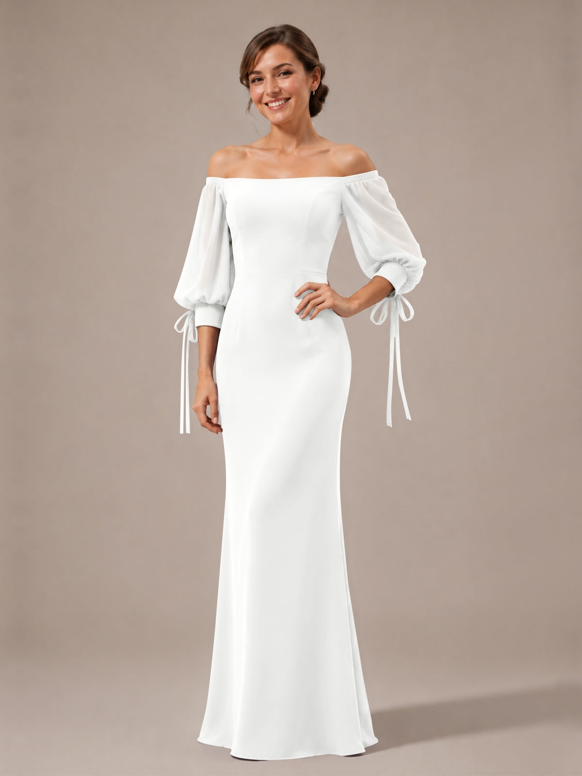 Mermaid Bridesmaid Dress with Puff Sleeves
