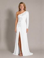 One-Shoulder Mother of the Bride Dress with Appliques