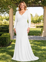 Mermaid Mother of the Bride Dress with Long Lace Sleeves-Plus Size 