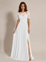 Lace Mother of the Bride Dress with Illusion Neckline 