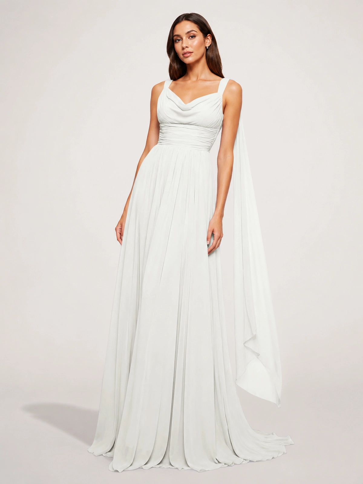 Chiffon Bridesmaid Dress with Draped Scarf 