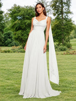 Chiffon Bridesmaid Dress with Draped Scarf 