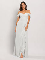 Sweetheart Neckline Bridesmaid Dress with Ruffled Details