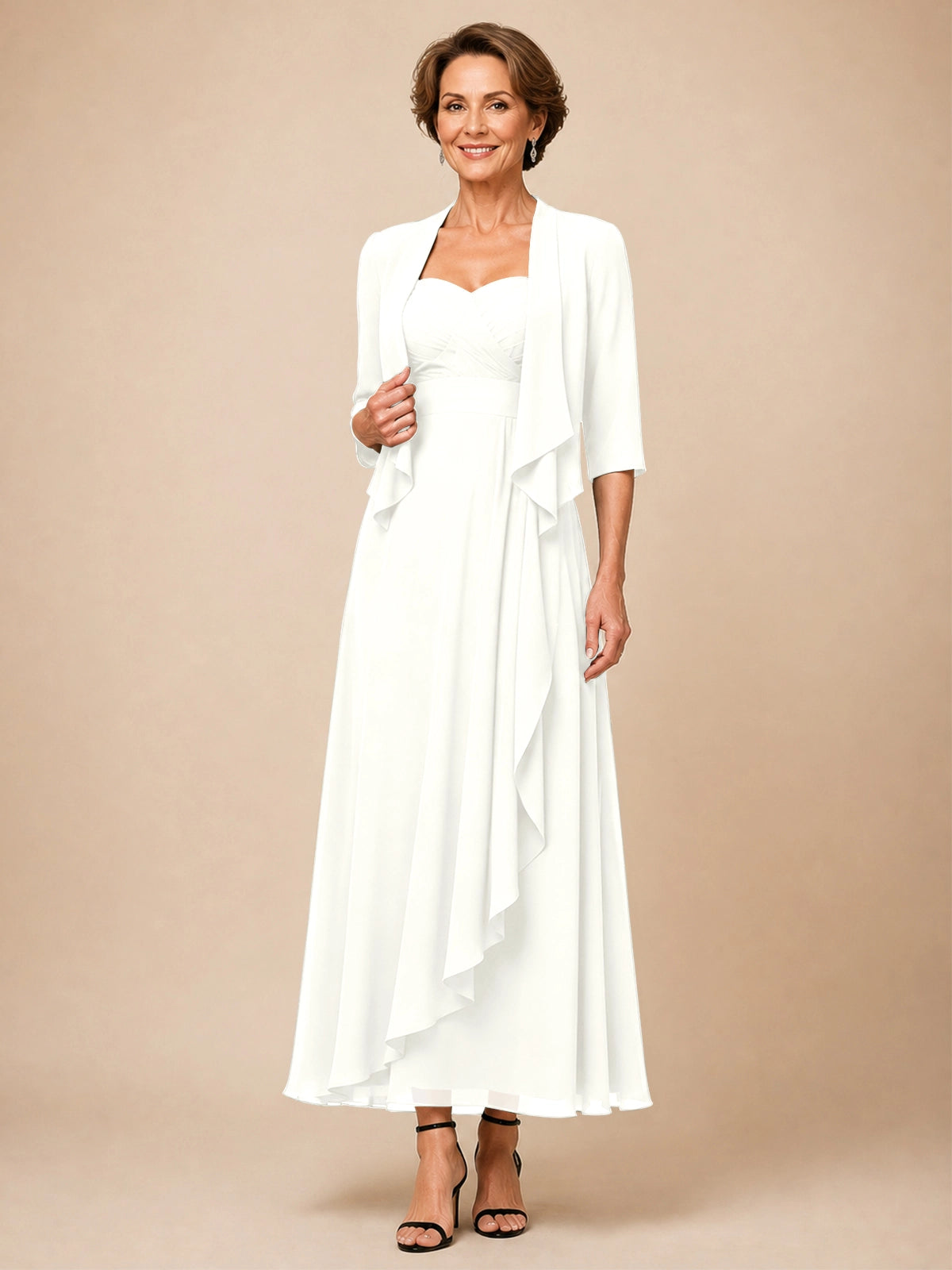 Two-piece Mother of the Bride Dress with Ruffle Design 