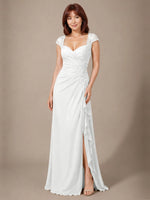 Chiffon Mother of the Bride Dress with Lace Appliques 