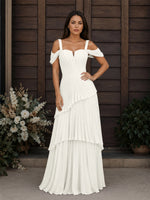 Chiffon Bridesmaid Dress with Cold-Shoulder 