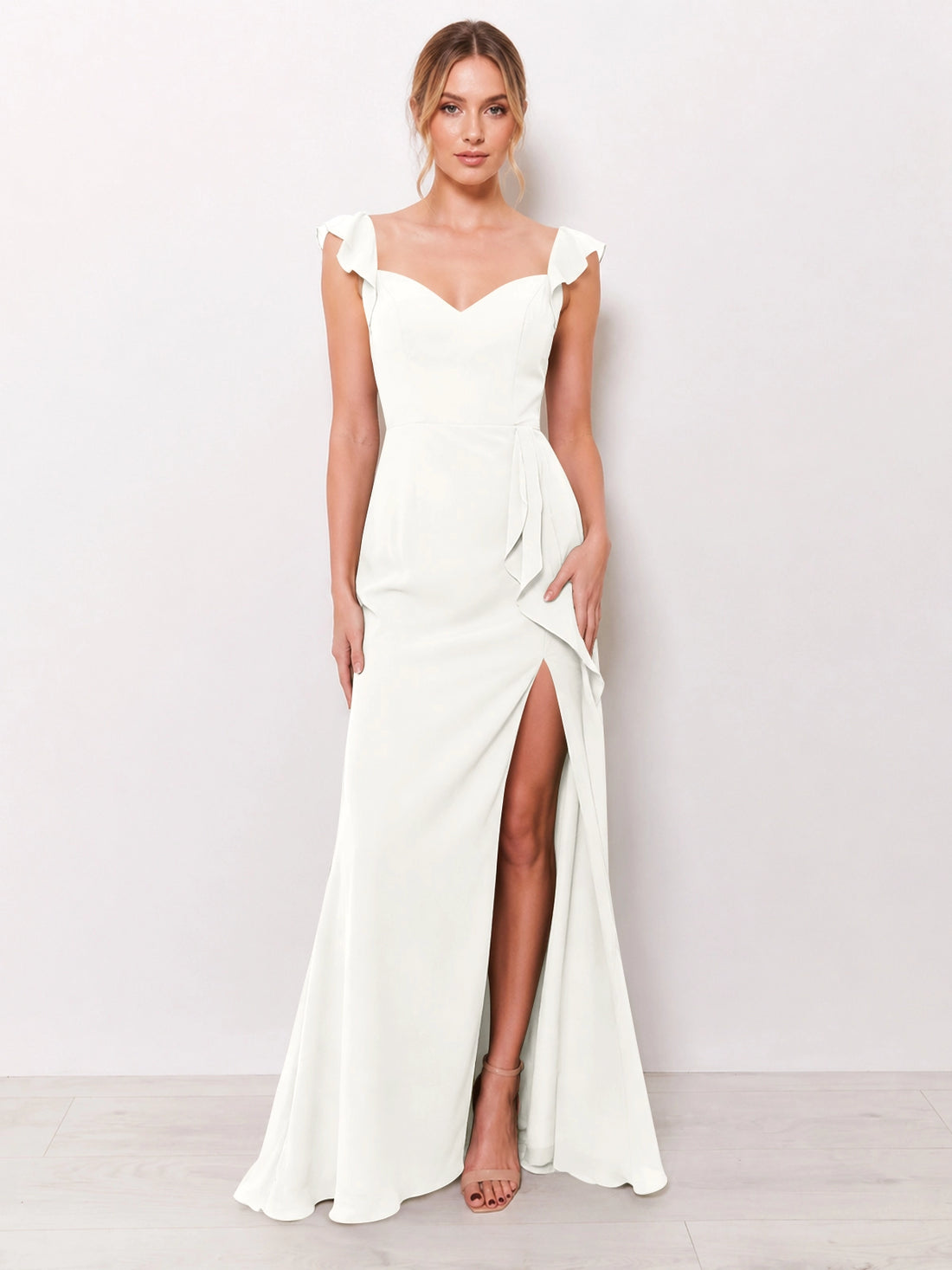 Chiffon Bridesmaid Dress with Ruffle Straps 