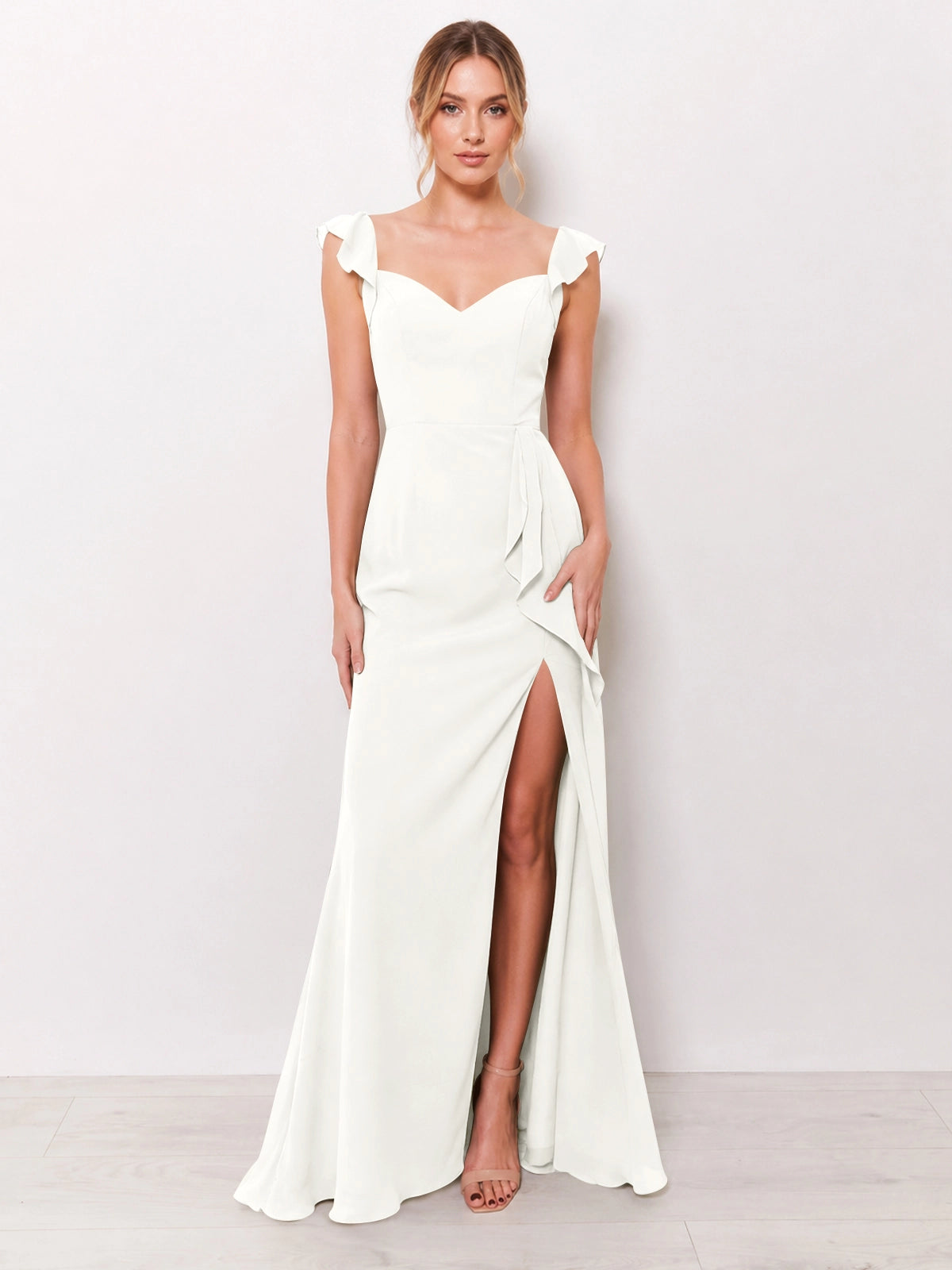 Chiffon Bridesmaid Dress with Ruffle Straps 