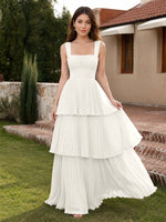 Chiffon Bridesmaid Dress with Tiered Design 
