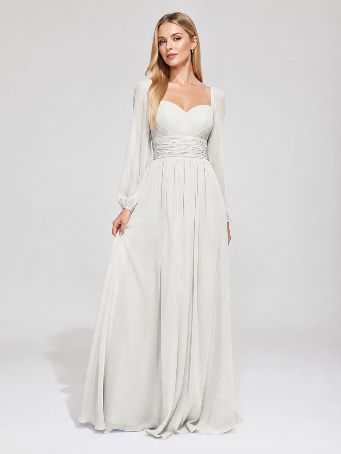 Elegant A-line Bridesmaid Dress with Long Sleeves