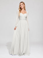 Elegant A-line Bridesmaid Dress with Long Sleeves