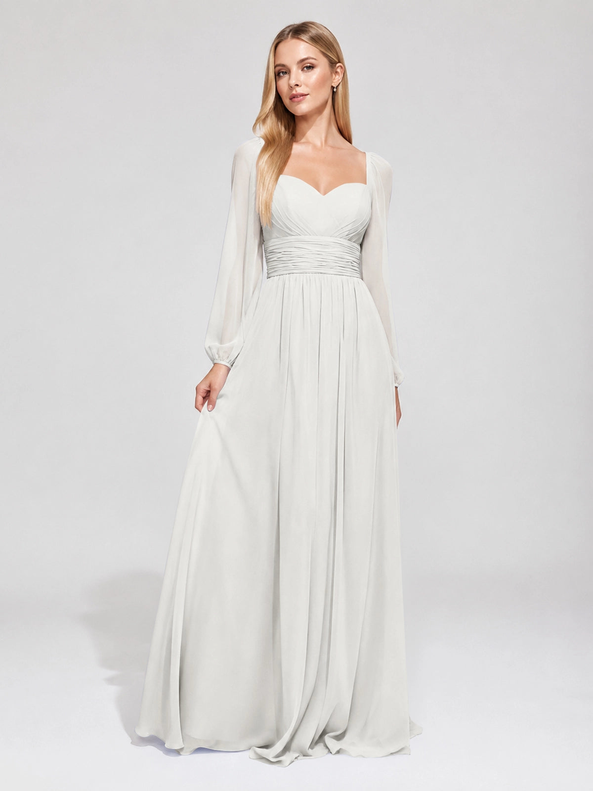 Elegant A-line Bridesmaid Dress with Long Sleeves