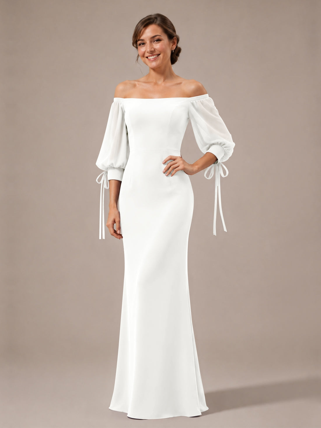 Mermaid Bridesmaid Dress with Puff Sleeves