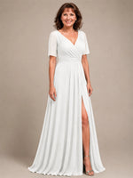 Surplice Neckline Mother of the Bride Dress with Slit 
