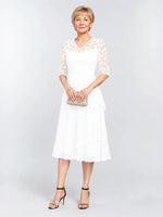 A-line Mother of the Bride Dress with Lace Sleeves 