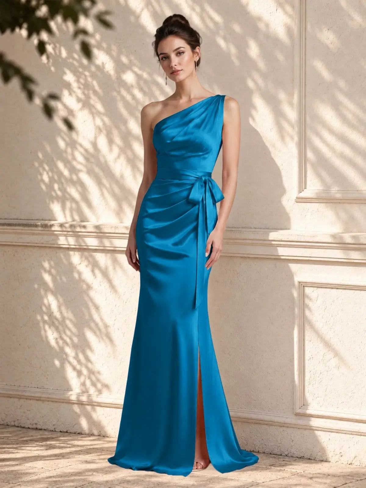 One-Shoulder Bridesmaid Dress with Sash