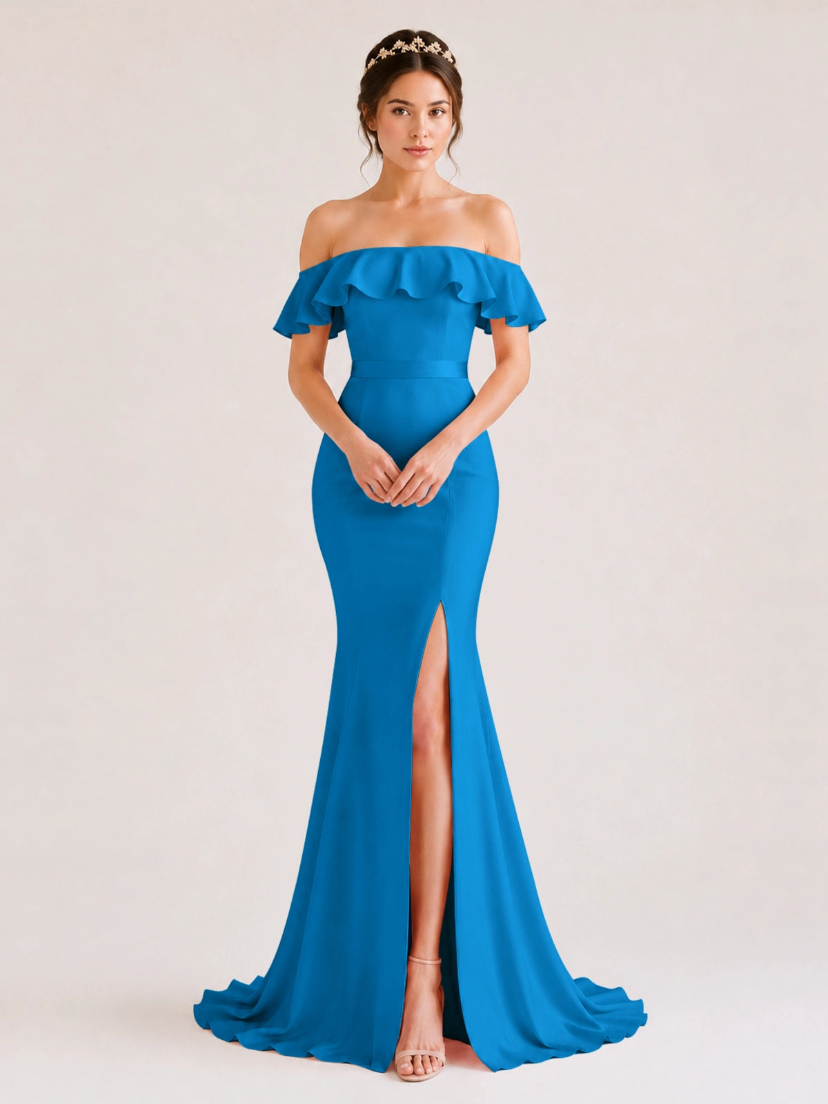 Mermaid Bridesmaid Dress with Ruffle Design 
