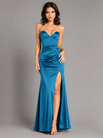 Silk-like Prom Dress with High Slit 