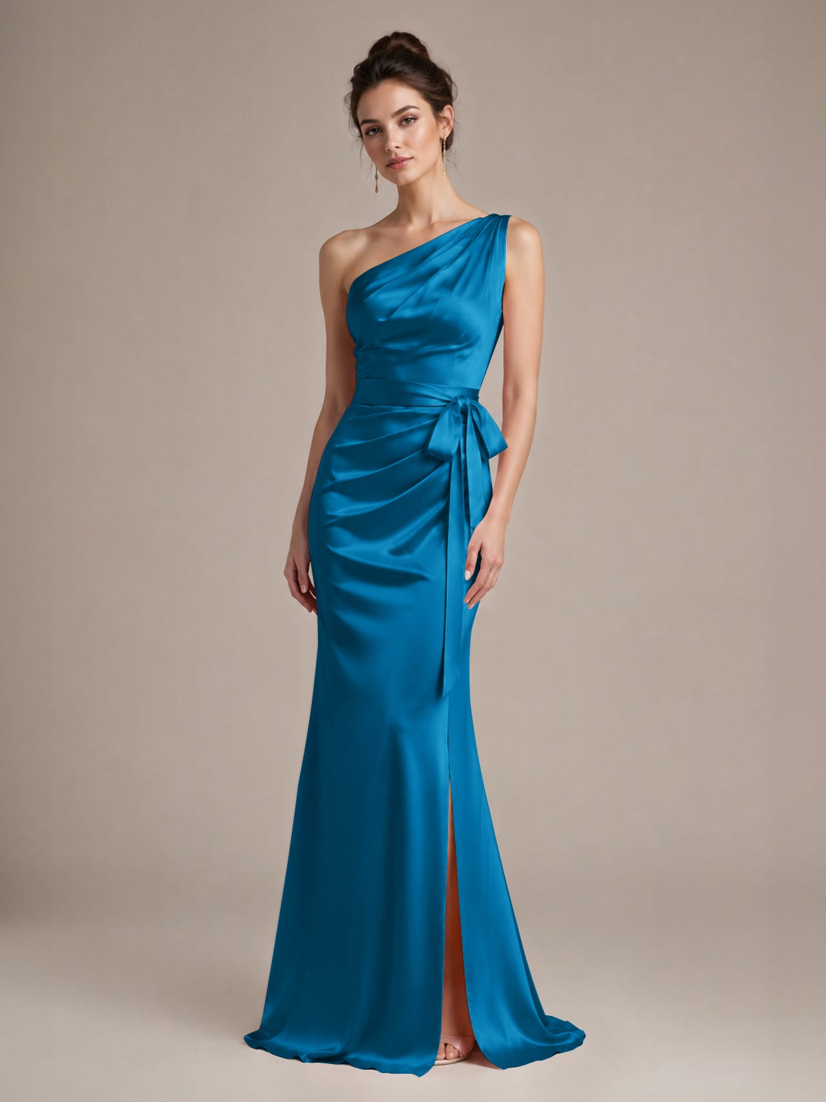 One-Shoulder Bridesmaid Dress with Sash