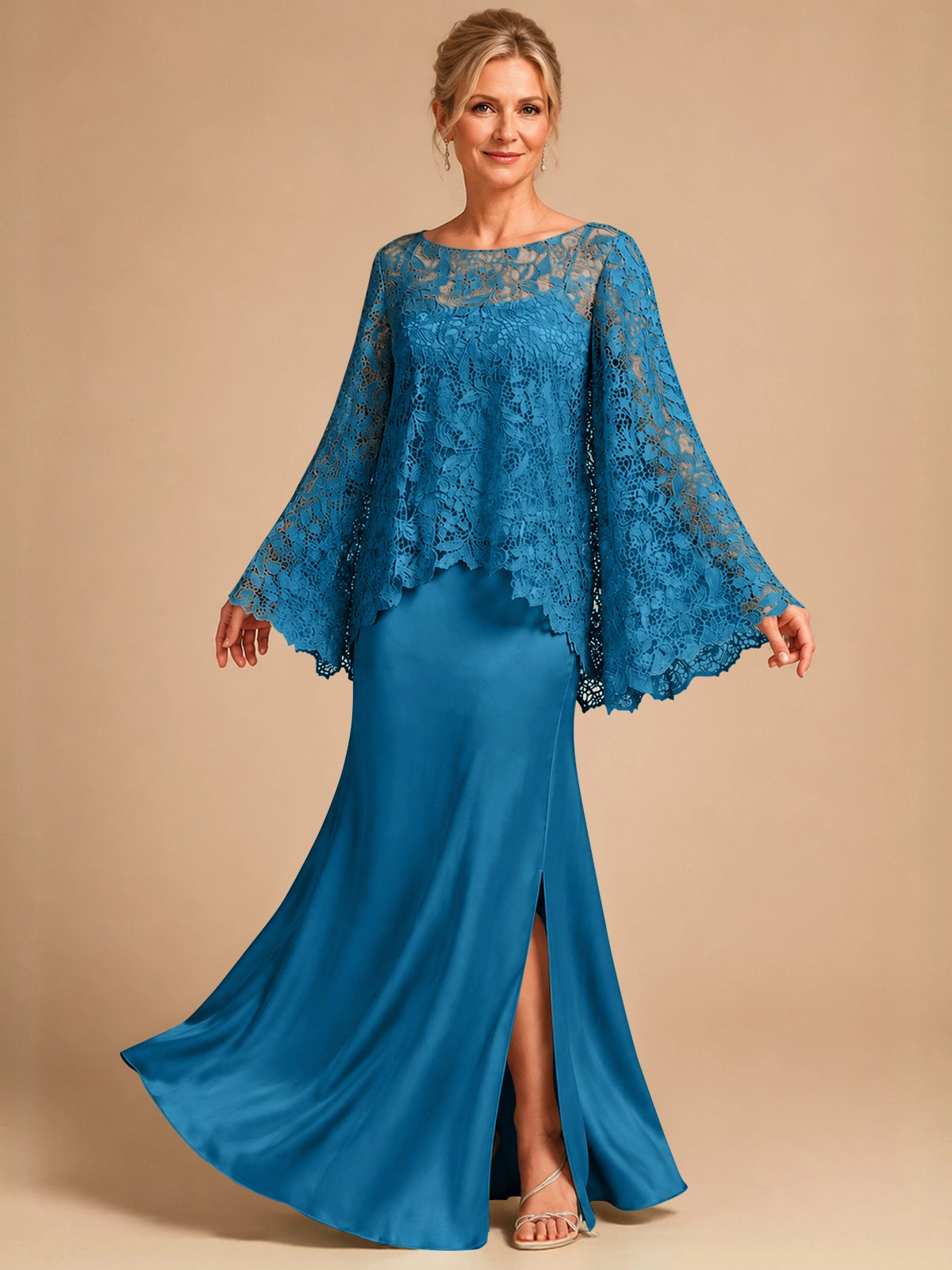 Two-piece Mother of the Bride Dress with Lace Top 
