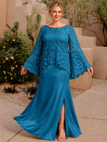 Two-piece Mother of the Bride Dress with Lace Top-Plus Size 