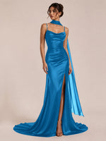 Mermaid Bridesmaid Dress with Neck Scarf 