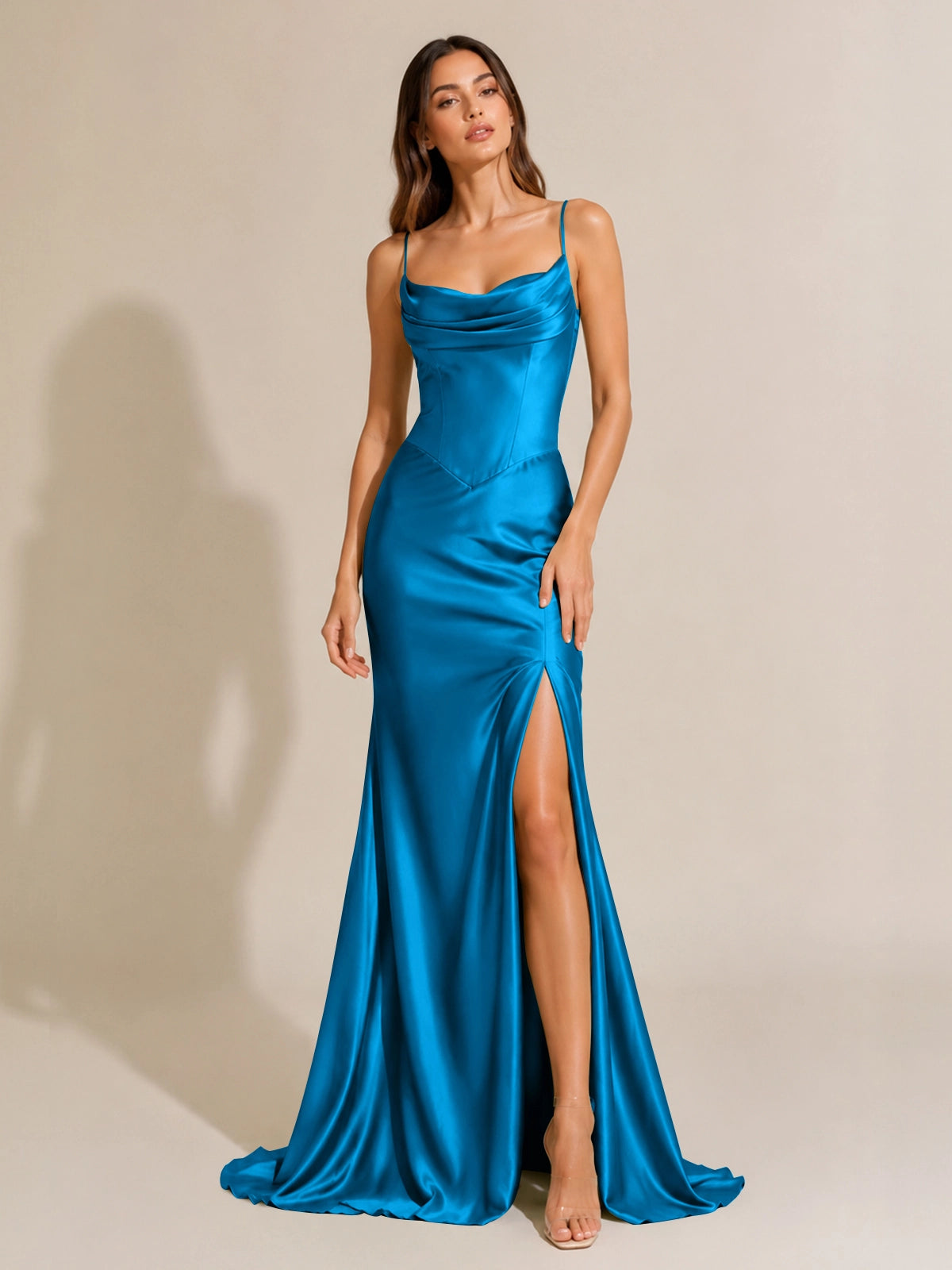Sheath Bridesmaid Dress with High Slit 
