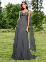 Chiffon Bridesmaid Dress with Draped Scarf 