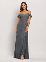 Sweetheart Neckline Bridesmaid Dress with Ruffled Details