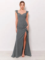 Chiffon Bridesmaid Dress with Ruffle Straps 