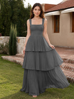 Chiffon Bridesmaid Dress with Tiered Design 