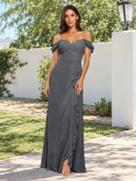 Sweetheart Neckline Bridesmaid Dress with Ruffled Details