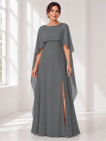 Chiffon Mother of the Bride Dress with Cape Overlay 